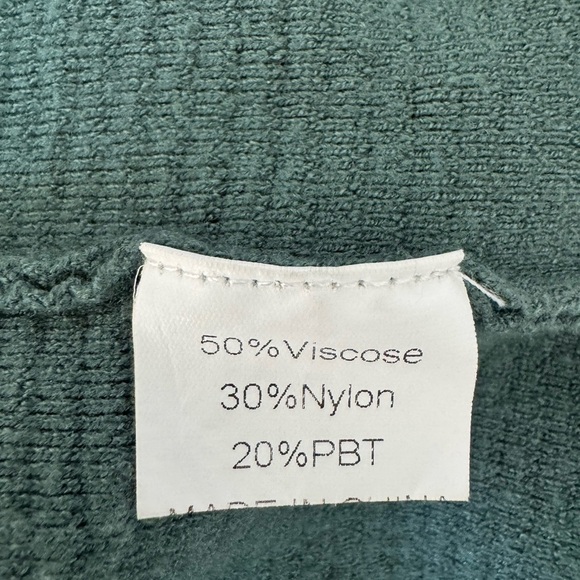 Stylish Green Ribbed Quarter-Zip Sweater Medium - Picture 5 of 7